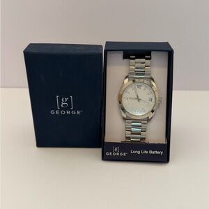 Vintage George Men’s Silver Watch NIB NWT